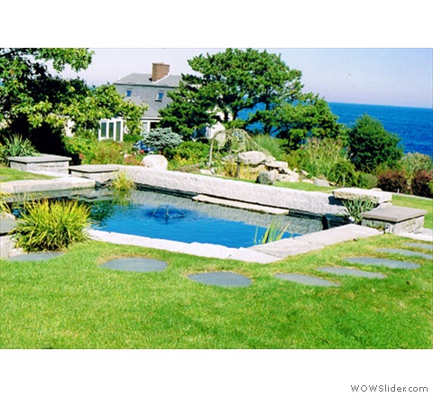 formal pool with granite coping & falls